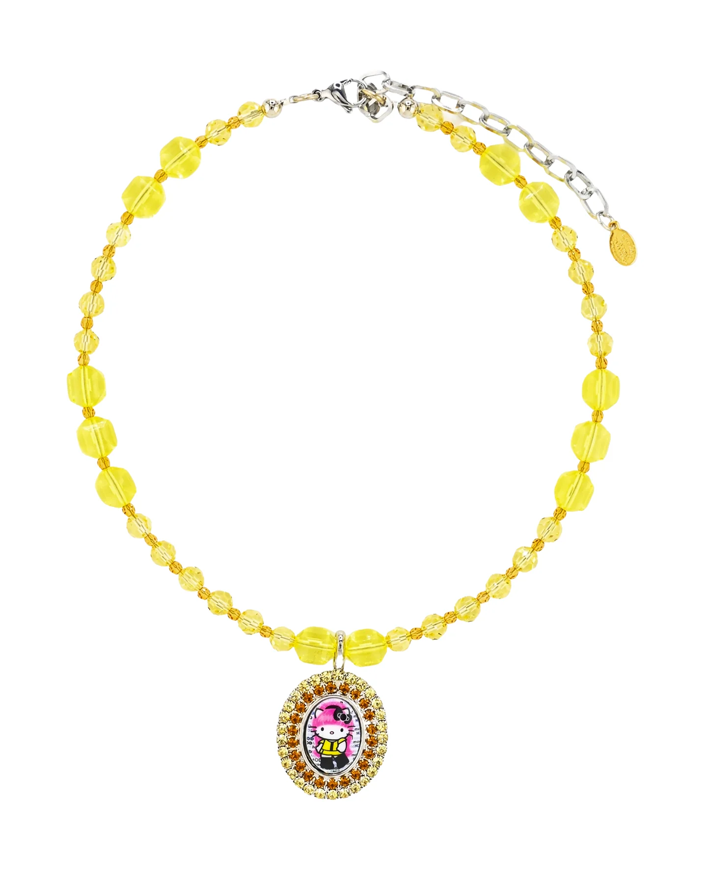crystal kitty necklace