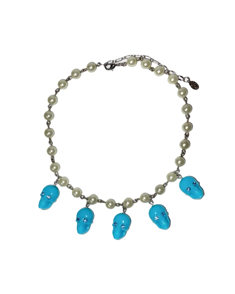 SKULL CHARM PEARL NECKLACE - Image 3