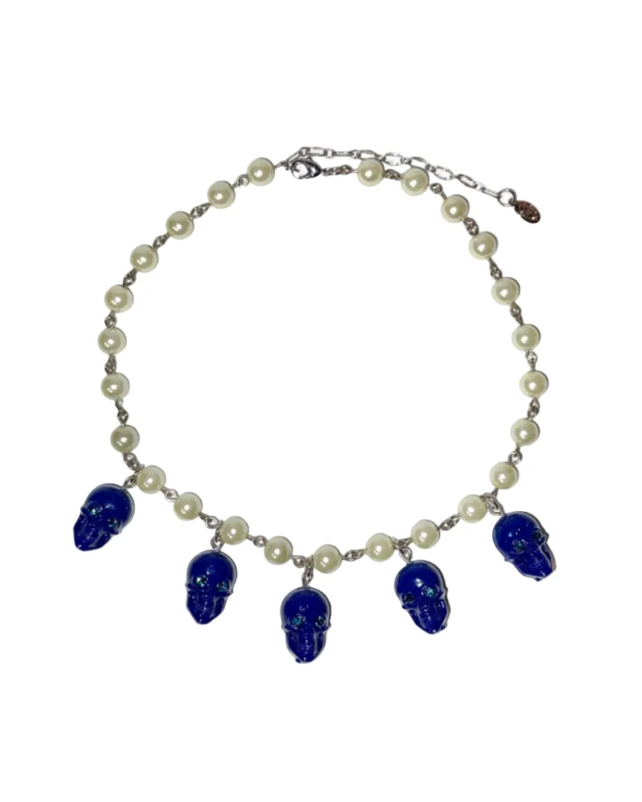 SKULL CHARM PEARL NECKLACE - Image 4