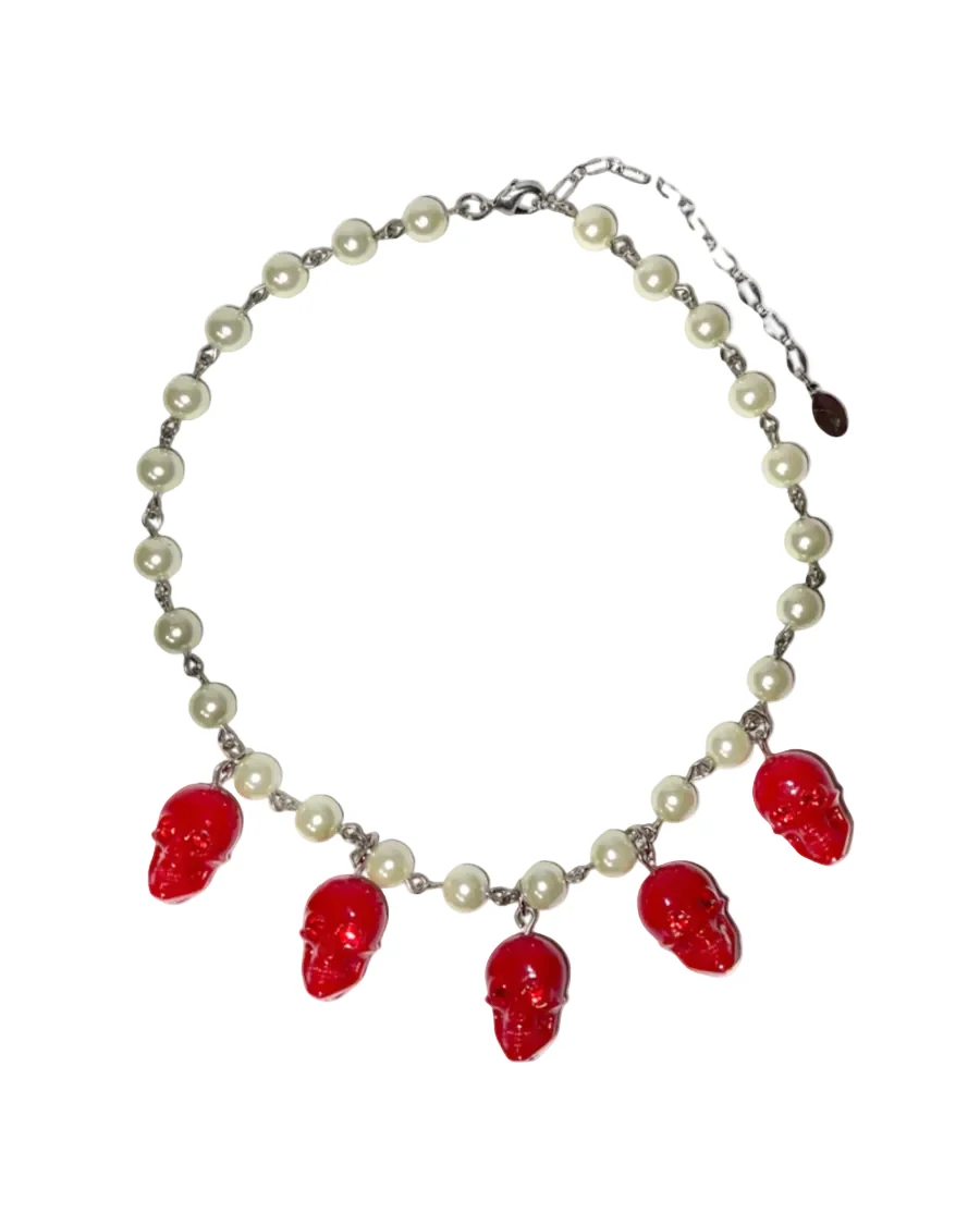SKULL CHARM PEARL NECKLACE - Image 5